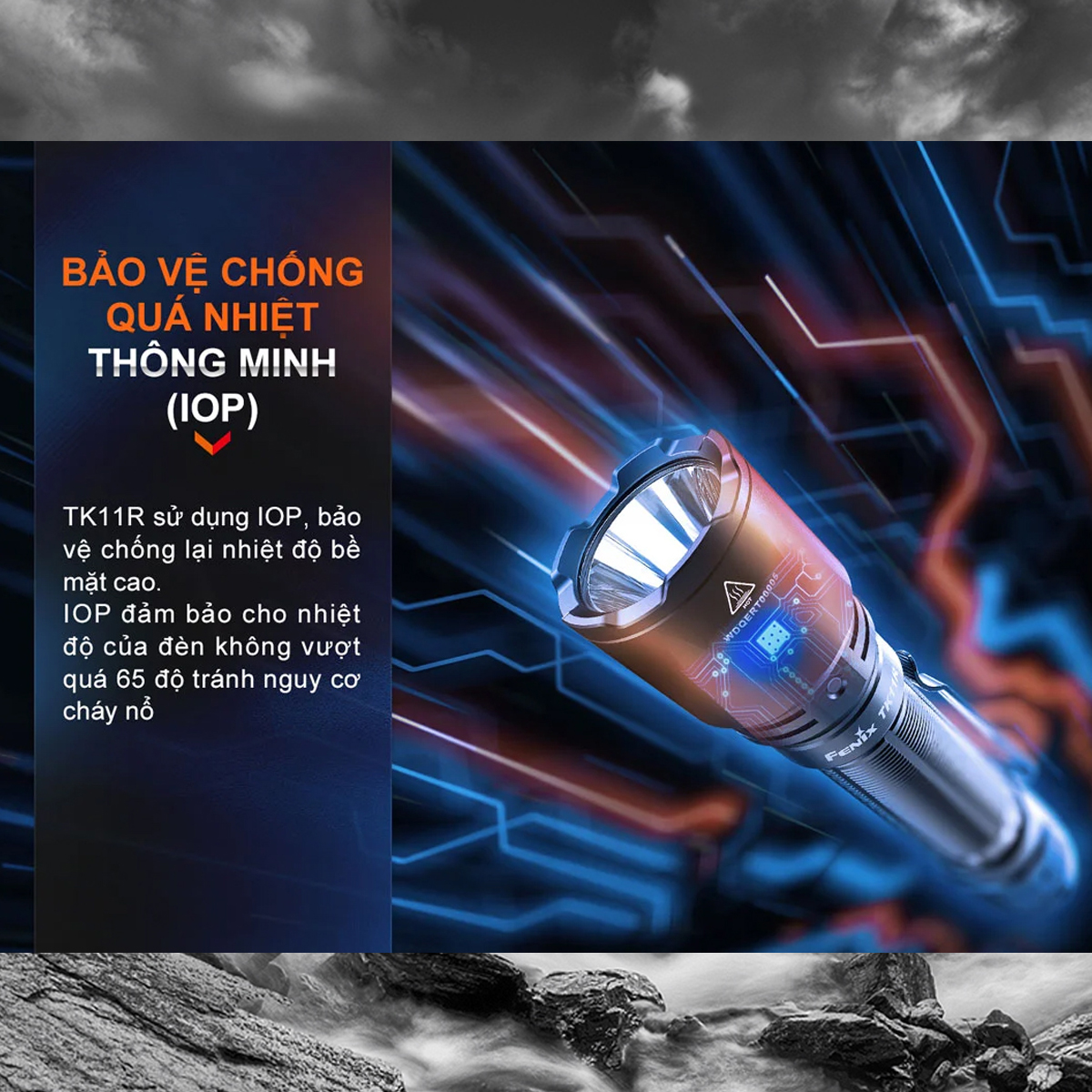 FENIX TK11R Đèn pin sáng 1600 lumen chiếu xa 420m pin sạc 18650 Cắm Trại