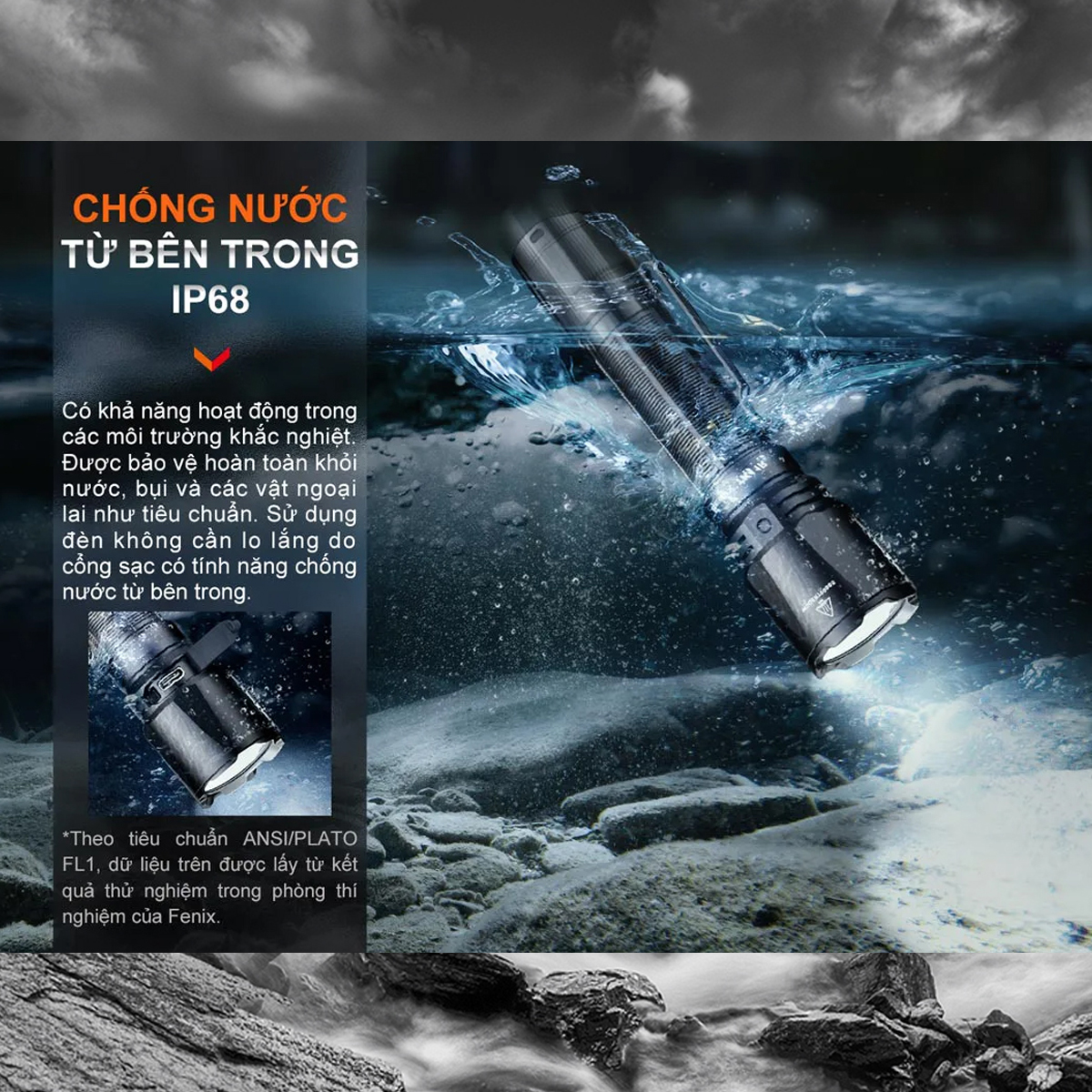 FENIX TK11R Đèn pin sáng 1600 lumen chiếu xa 420m pin sạc 18650 Cắm Trại
