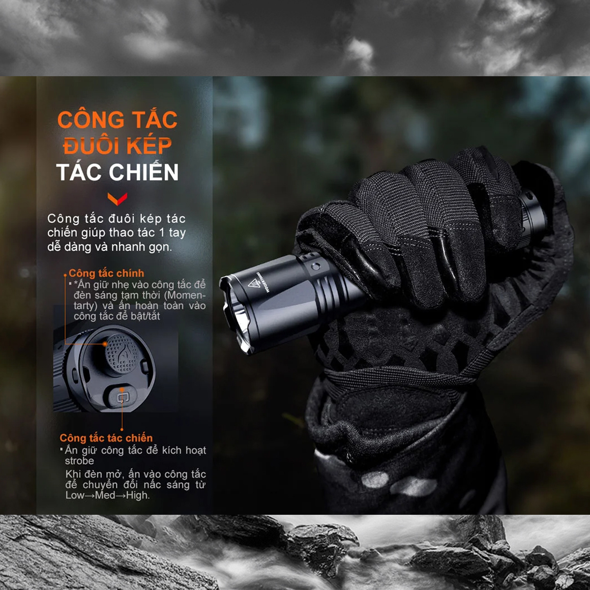 FENIX TK11R Đèn pin sáng 1600 lumen chiếu xa 420m pin sạc 18650 Cắm Trại