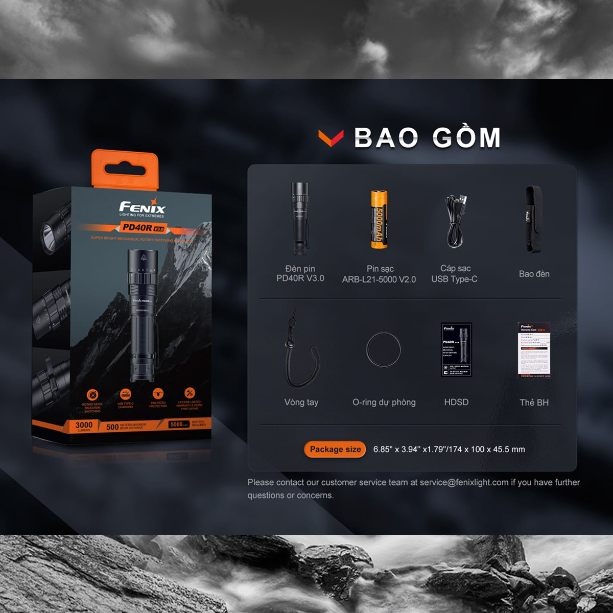 Fenix Pd40R V3.0 Đèn Pin Siêu Sáng Cắm Trại