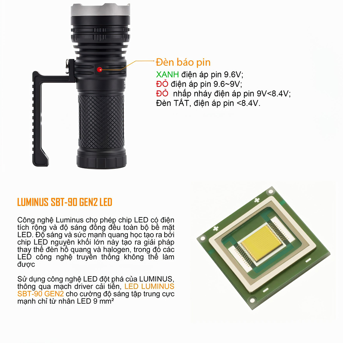 Đèn Pin Chiếu Xa Cắm Trại Du Lịch ACEBEAM K30-GT LED LUMINUS SBT-90 GEN2 Độ Sáng 5500Lm Chiếu Xa 1024M 3 Pin 18650 3100Mah Kèm Theo