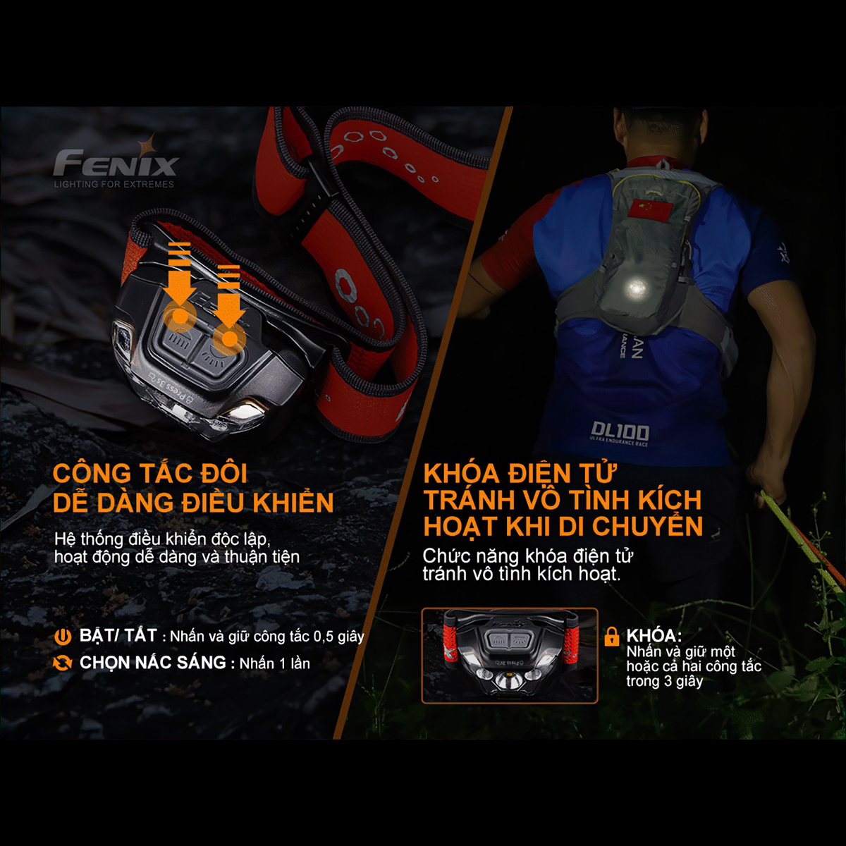 Fenix Hl18R-T Đèn Pin Đội Đầu Cắm Trại Du Lịch Siêu Nhẹ  Sáng 500 Lumen Chiếu Xa 82M Sạc Usb