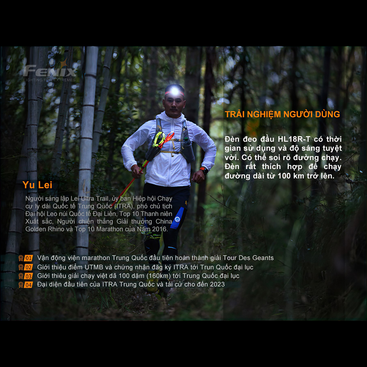 Fenix Hl18R-T Đèn Pin Đội Đầu Cắm Trại Du Lịch Siêu Nhẹ  Sáng 500 Lumen Chiếu Xa 82M Sạc Usb
