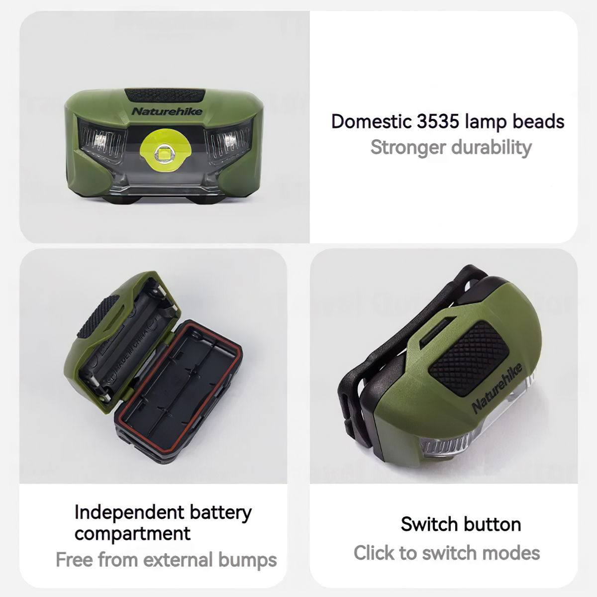 Naturehike CNK2300DQ020 Đèn Pin Đội Đầu Cắm Trại Siêu Sáng