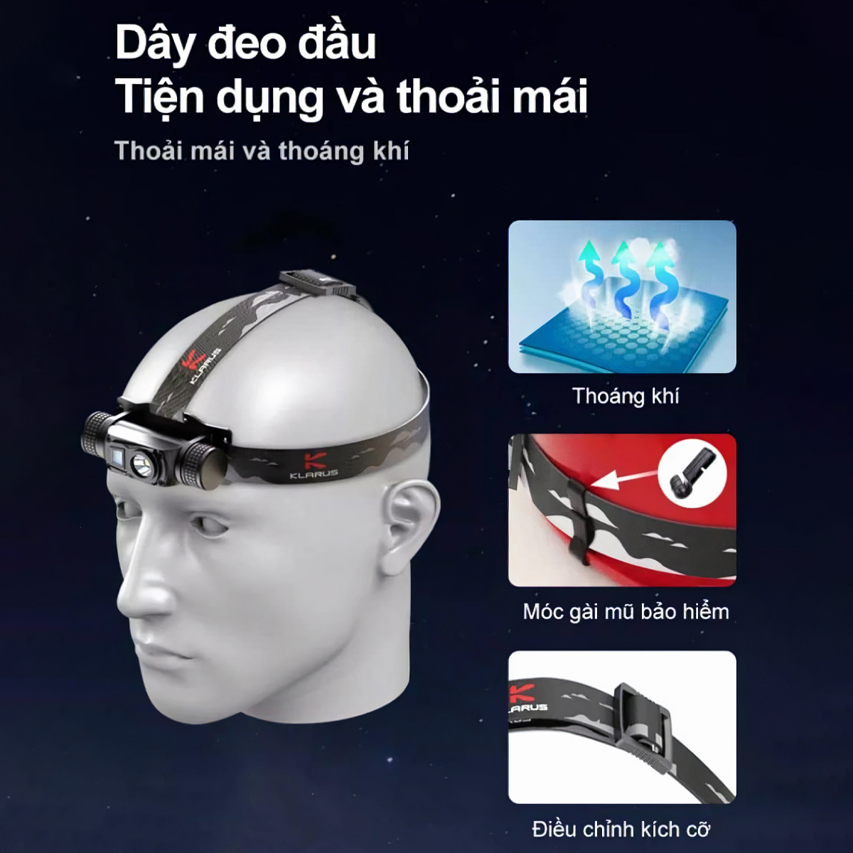 Đèn pin đội đầu KLARUS HL1 (kèm theo) sạc USB