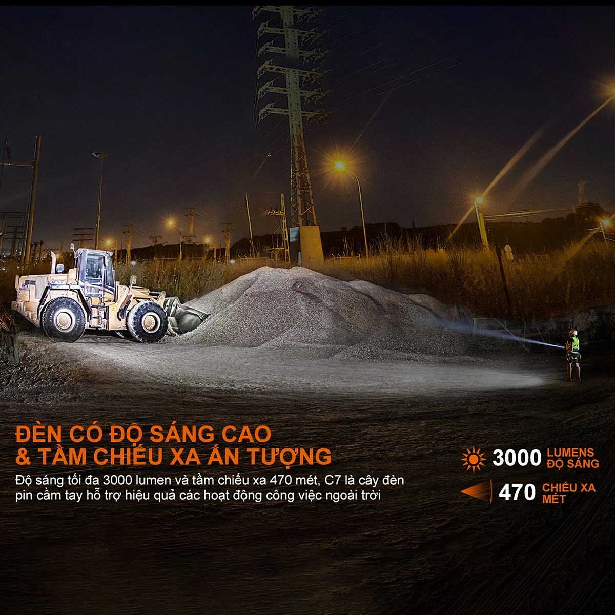 FENIX C7 Đèn pin sạc USB-C pin sạc 21700 kèm theo