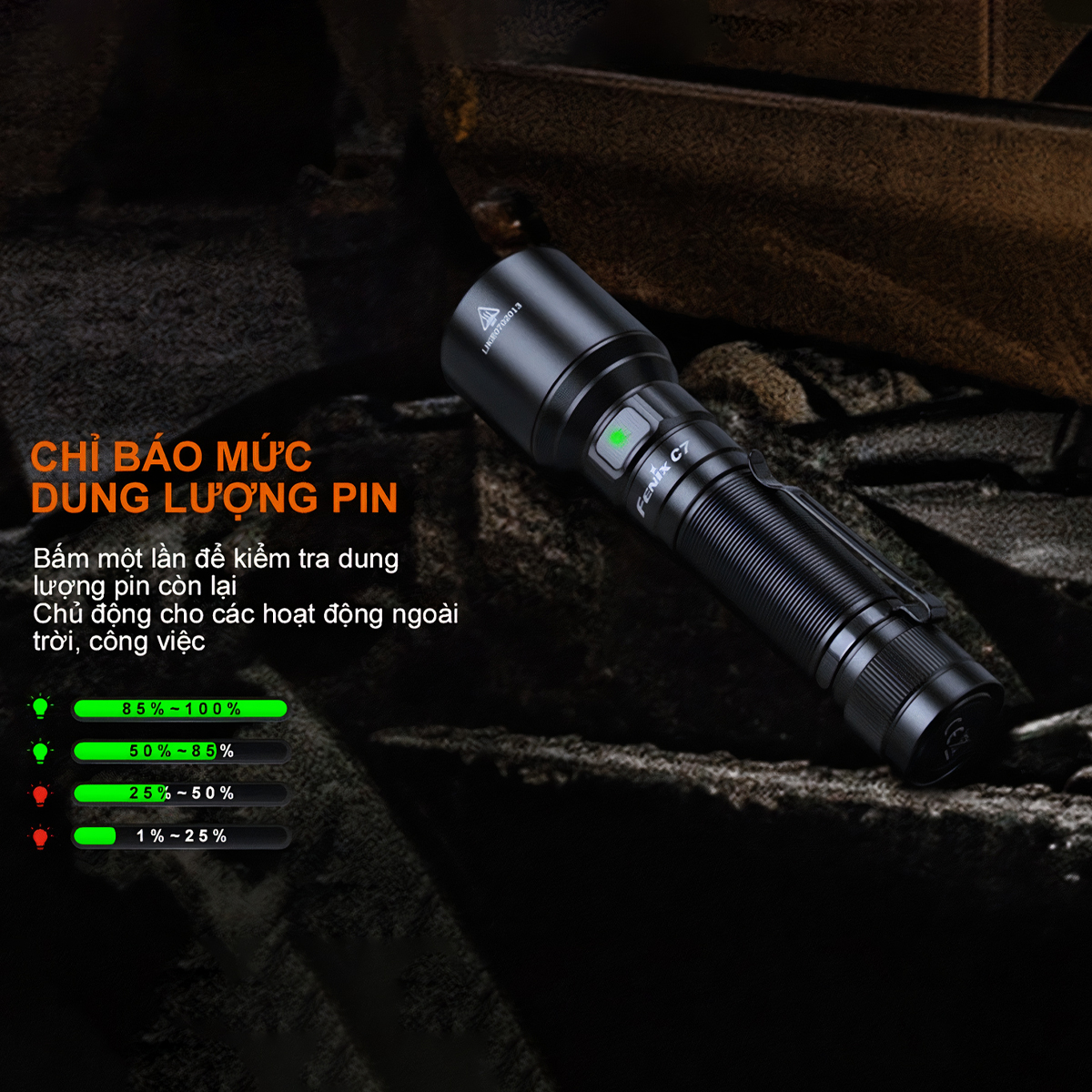 FENIX C7 Đèn pin sạc USB-C pin sạc 21700 kèm theo