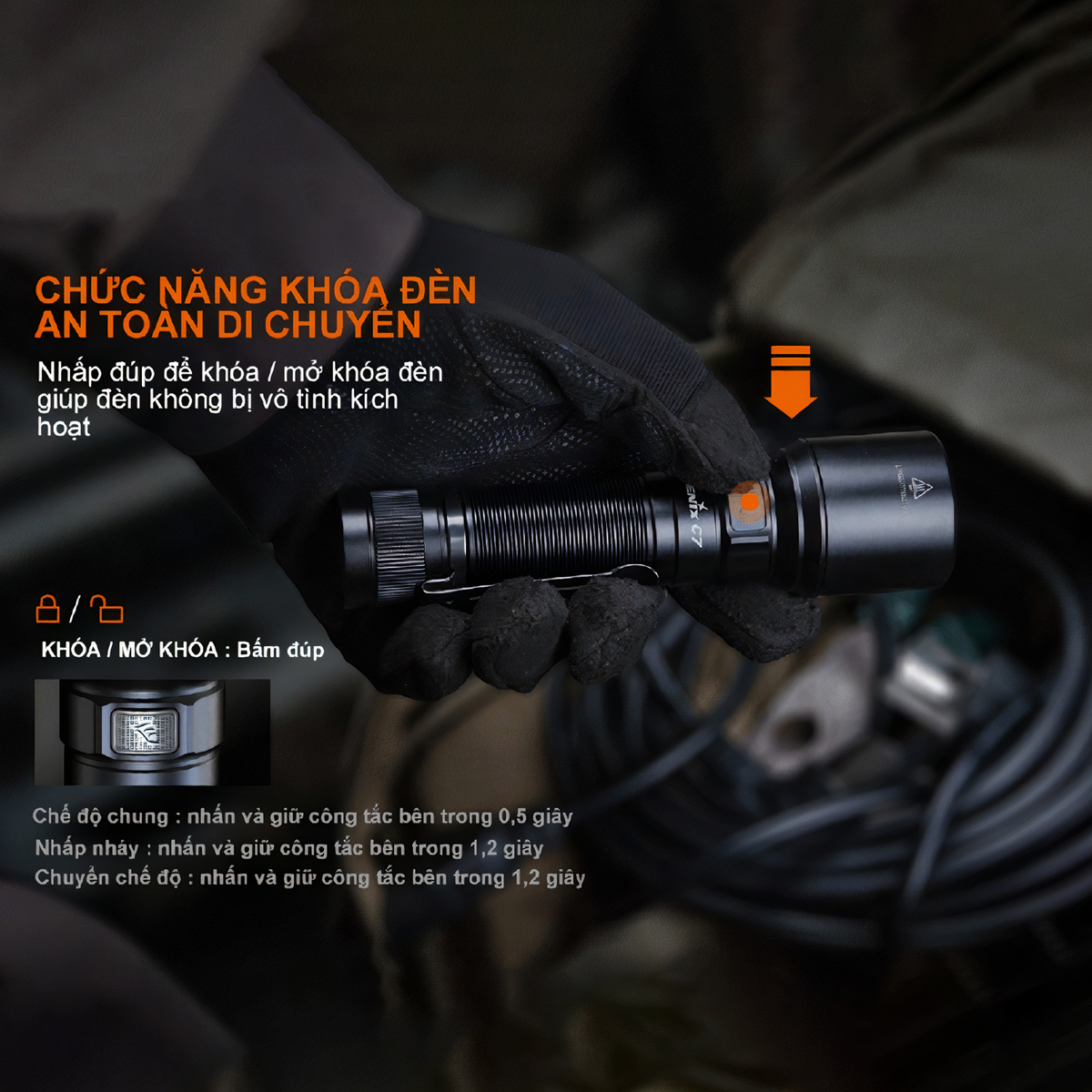 FENIX C7 Đèn pin sạc USB-C pin sạc 21700 kèm theo