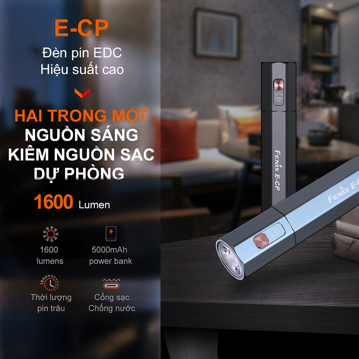 FENIX E-CP Đèn Pin Độ Sáng 1600 Lumen
