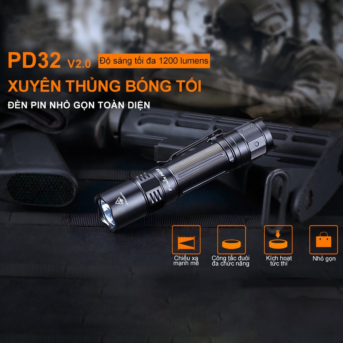 FENIX PD32 V2.0 Đèn Pin Độ Sáng 1200 Lumens