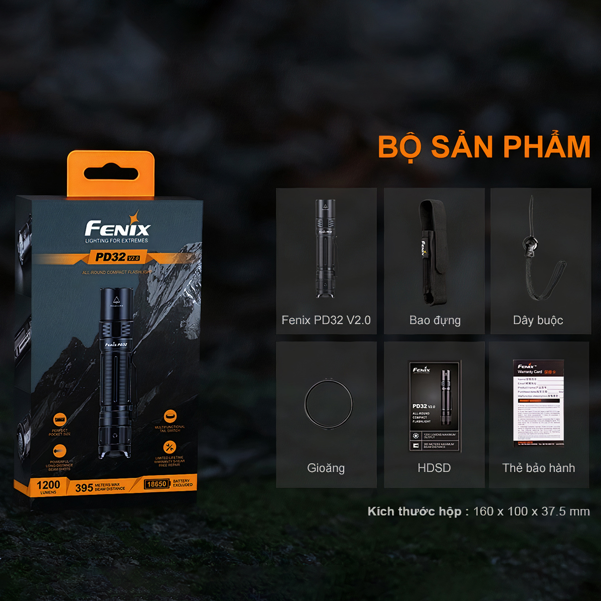 FENIX PD32 V2.0 Đèn Pin Độ Sáng 1200 Lumens