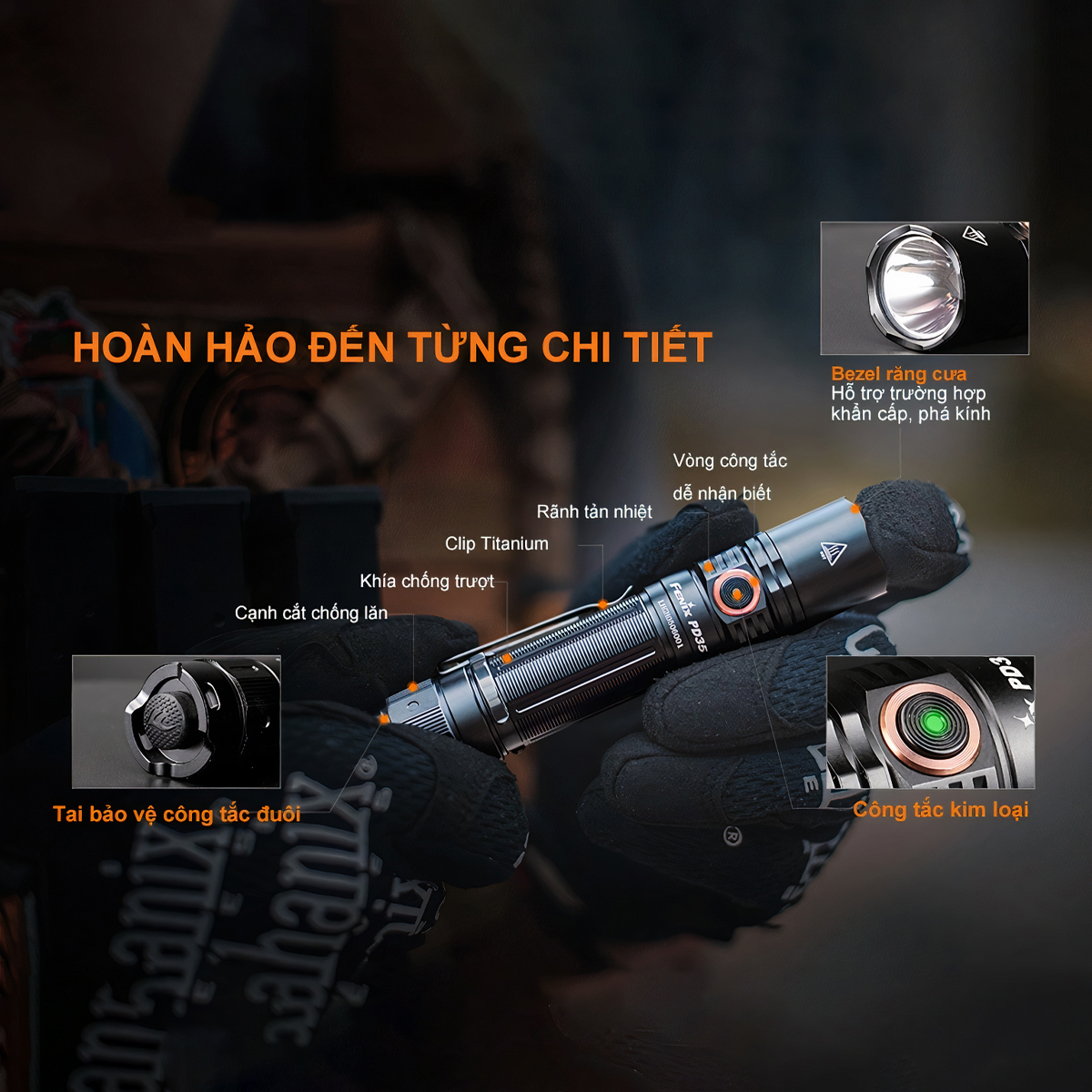 FENIX PD35 V3.0 Đèn Pin Độ Sáng 1700 Lumen