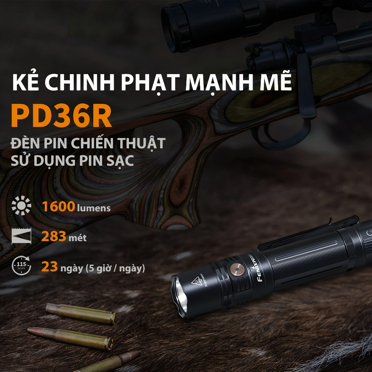 FENIX PD36R Đèn pin độ sáng 1600lm