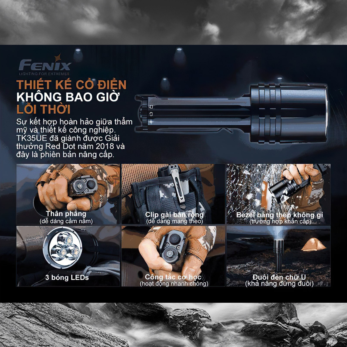 FENIX TK35UE V2.0  Đèn pin sáng 5000 lumen chiếu xa 400m