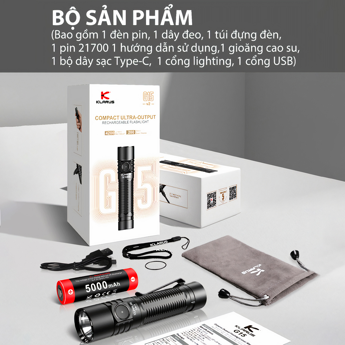 KLARUS G15 V2 Đèn Pin Độ Sáng 4200 Lumen