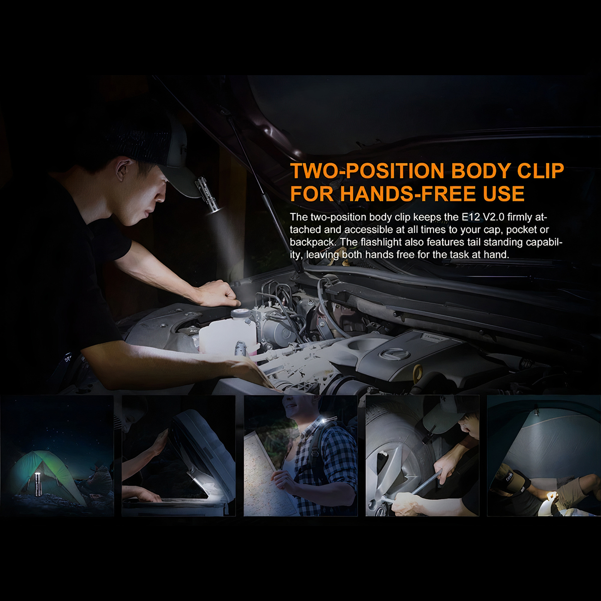 FENIX E12 V2.0 Đèn Pin Mini Cắm Trại Độ Sáng 160 lumens