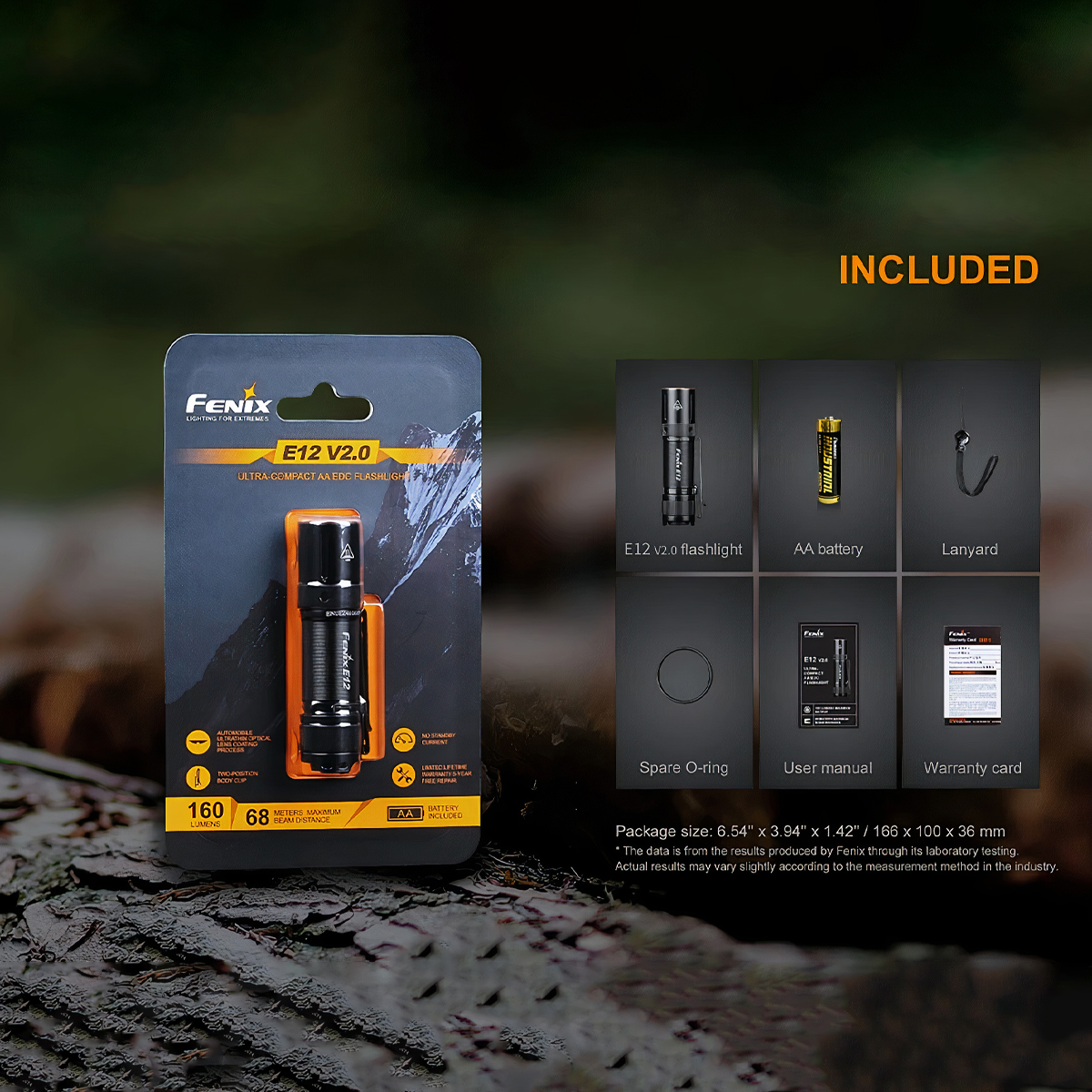 FENIX E12 V2.0 Đèn Pin Mini Cắm Trại Độ Sáng 160 lumens