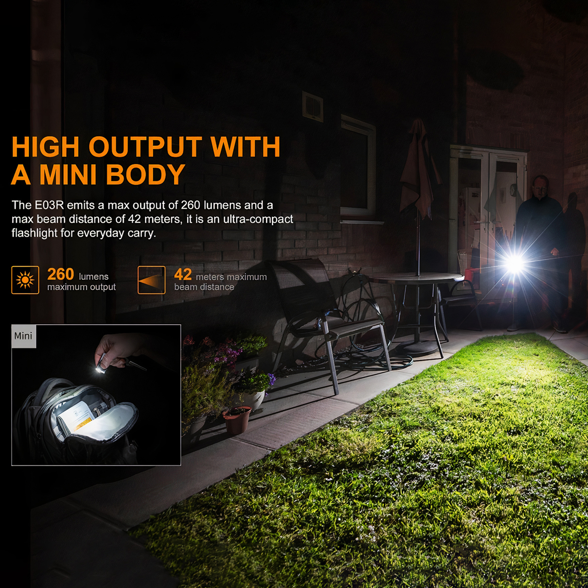 FENIX E03R Đèn Pin Móc Khóa Độ Sáng 260lm