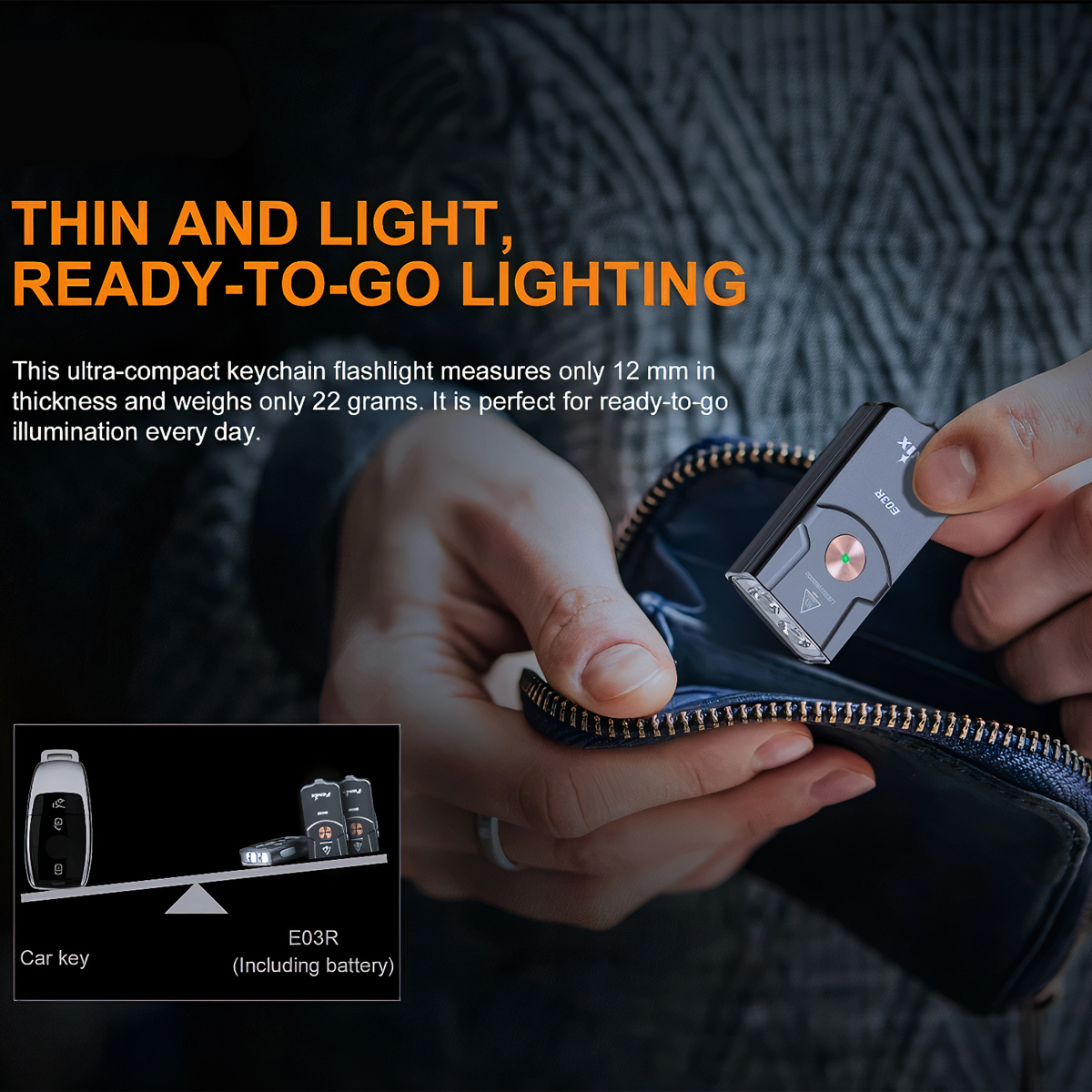 FENIX E03R Đèn Pin Móc Khóa Độ Sáng 260lm