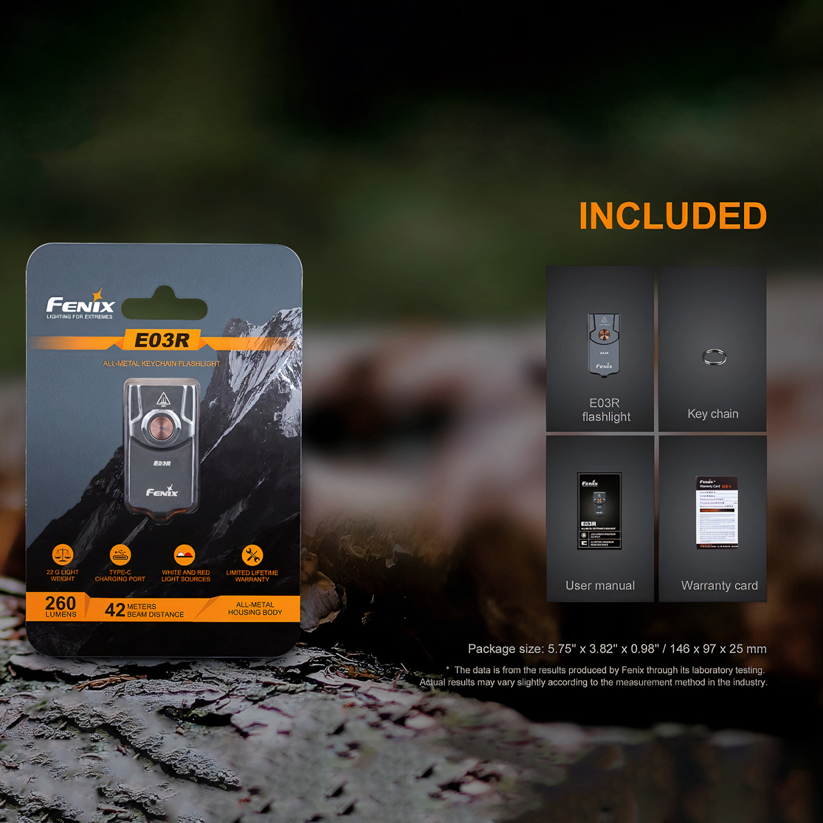 FENIX E03R Đèn Pin Móc Khóa Độ Sáng 260lm