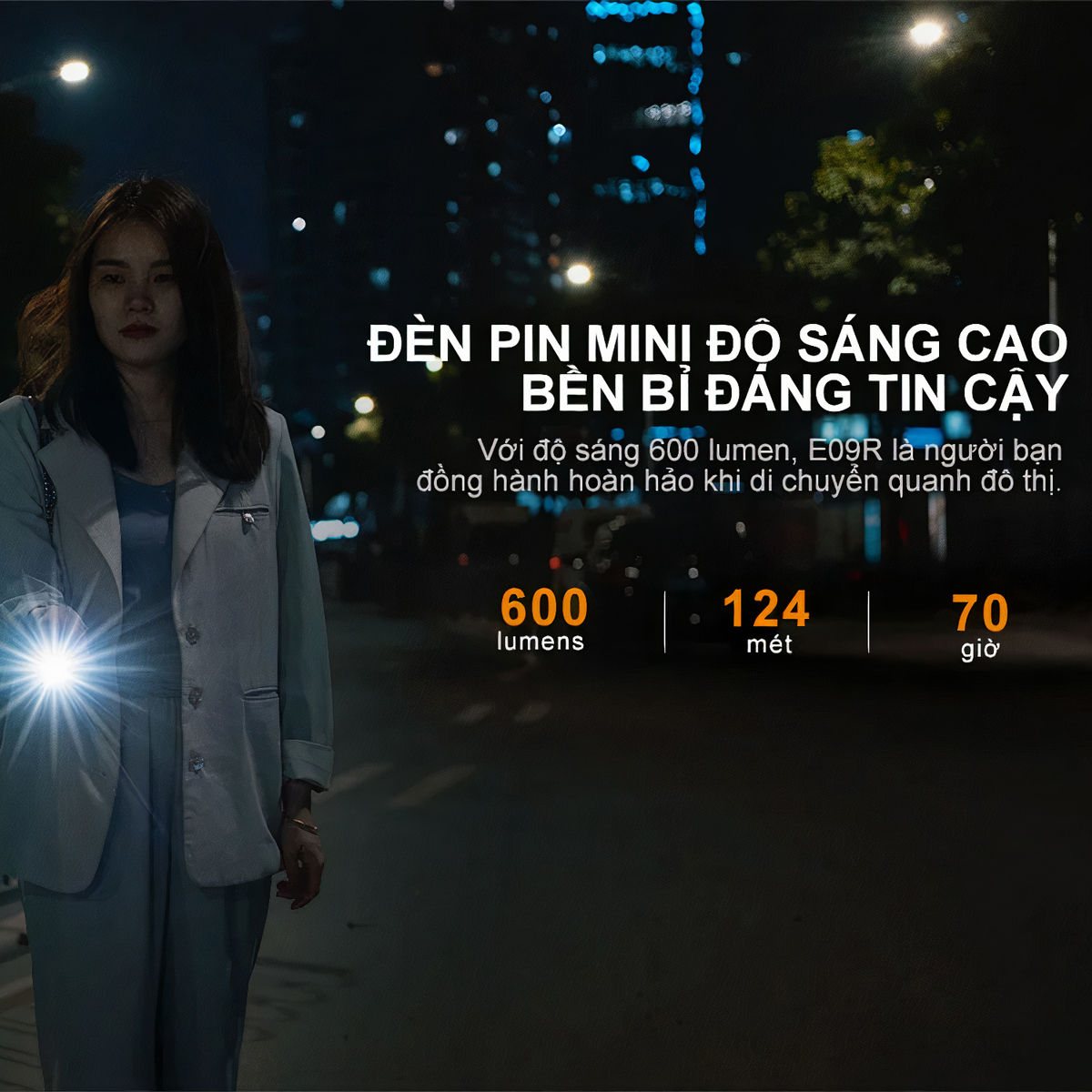 FENIX E09R Đèn Pin Móc Khóa Độ Sáng 600lm