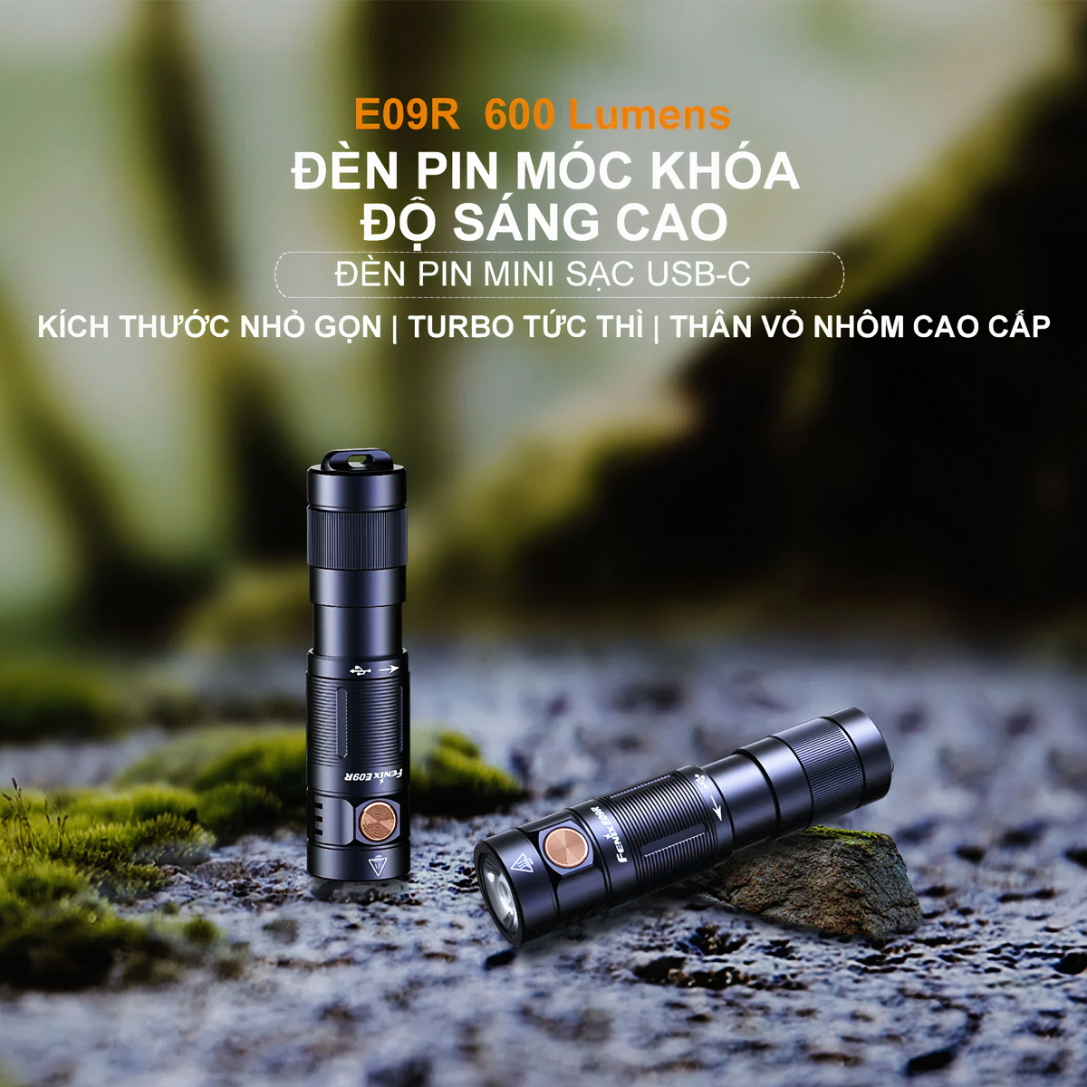 FENIX E09R Đèn Pin Móc Khóa Độ Sáng 600lm