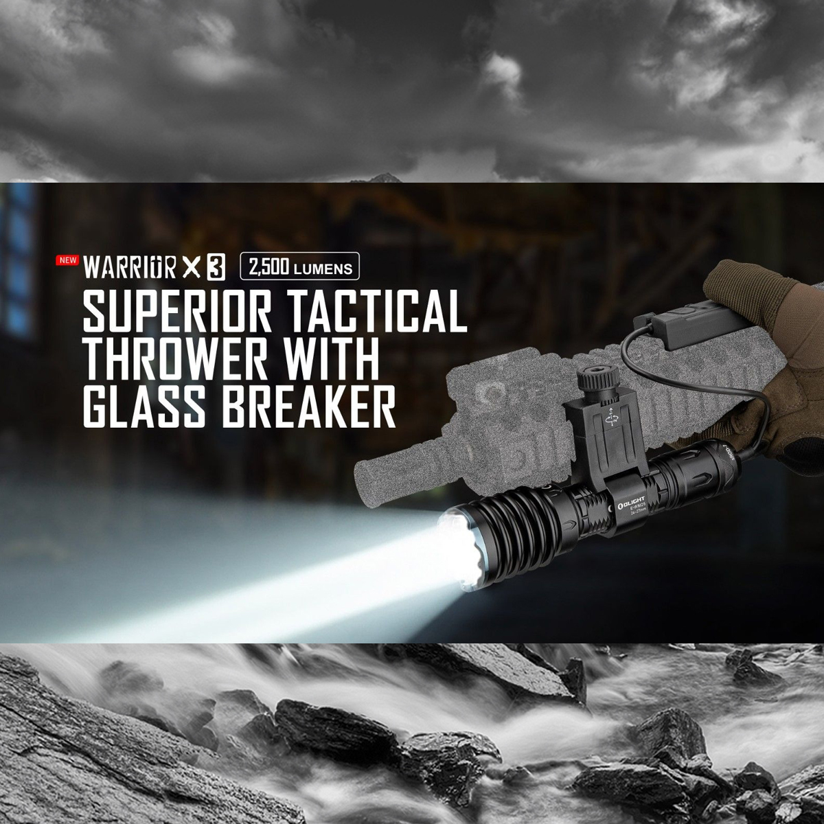 OLIGHT WARRIOR X 3 Đèn Pin Độ Sáng 2500 Lumen Chiếu Xa 560m Sạc Nam Châm Pin Sạc 21700 Kèm Theo