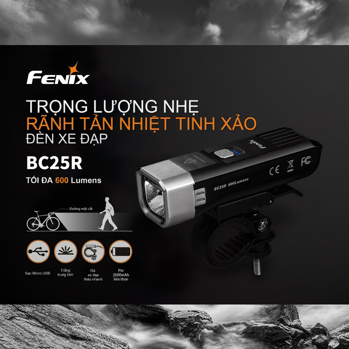 Fenix BC25R Đèn Pin Xe Đạp Cắm Trại