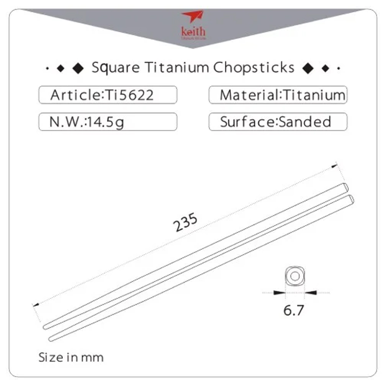 Đũa Keith Square Titanium Chopsticks