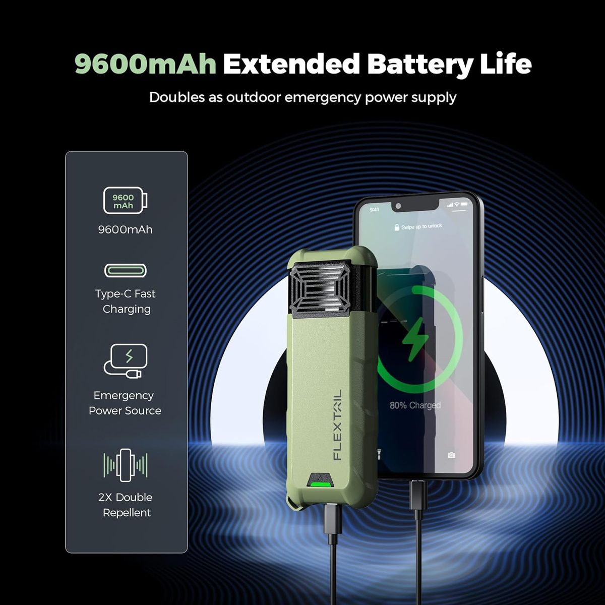 Flextail MAX REPELLER S - 2-in-1 Máy Đuổi Muỗi Sạc Di Động Cắm Trại ( NEW )