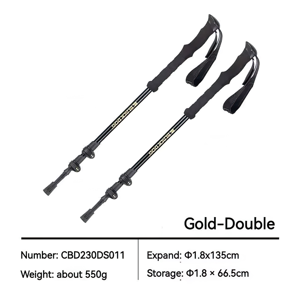 BLACKDOG Bộ 2 Gậy Leo Núi Hợp Kim Nhôm Rút Gọn - 135cm