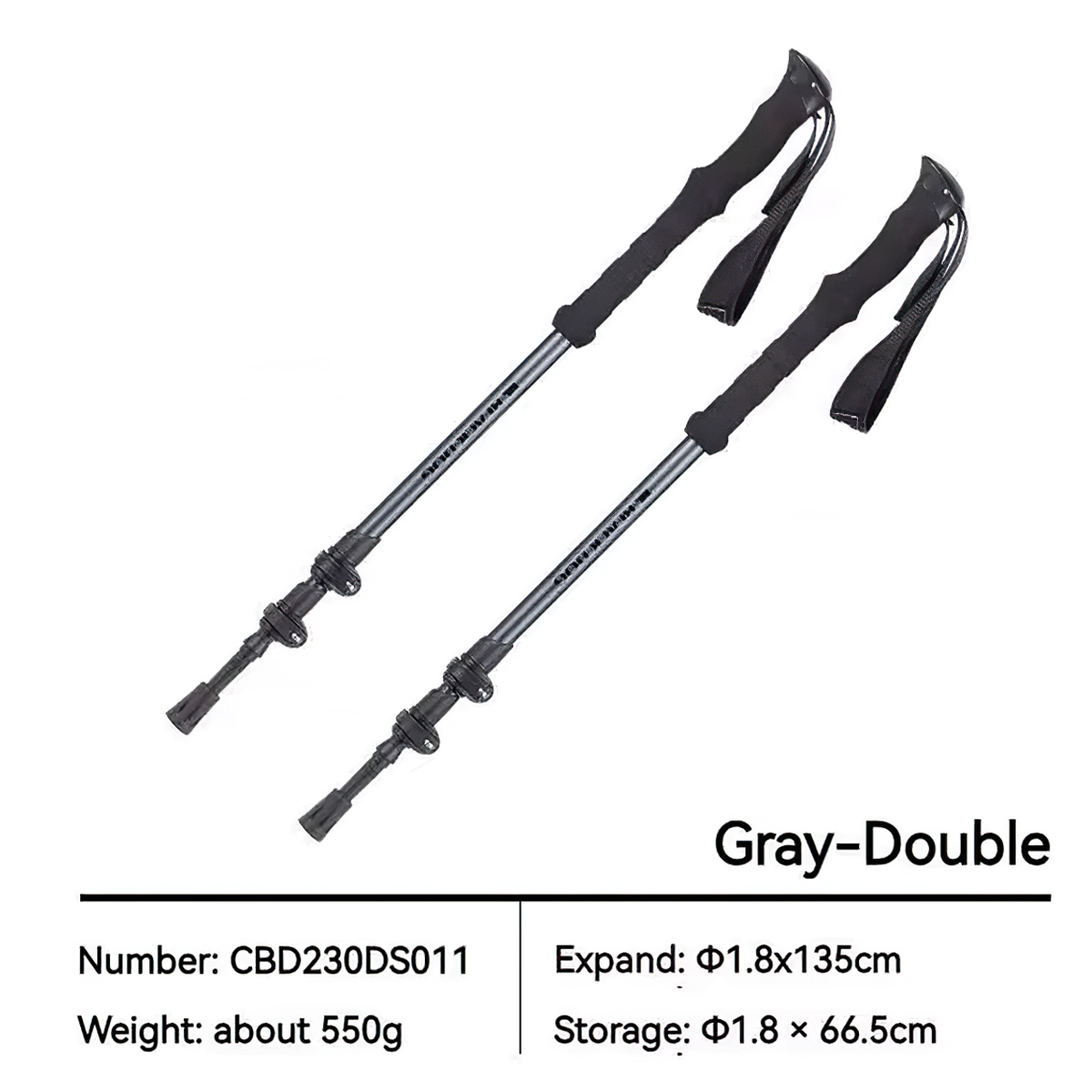 BLACKDOG Bộ 2 Gậy Leo Núi Hợp Kim Nhôm Rút Gọn - 135cm