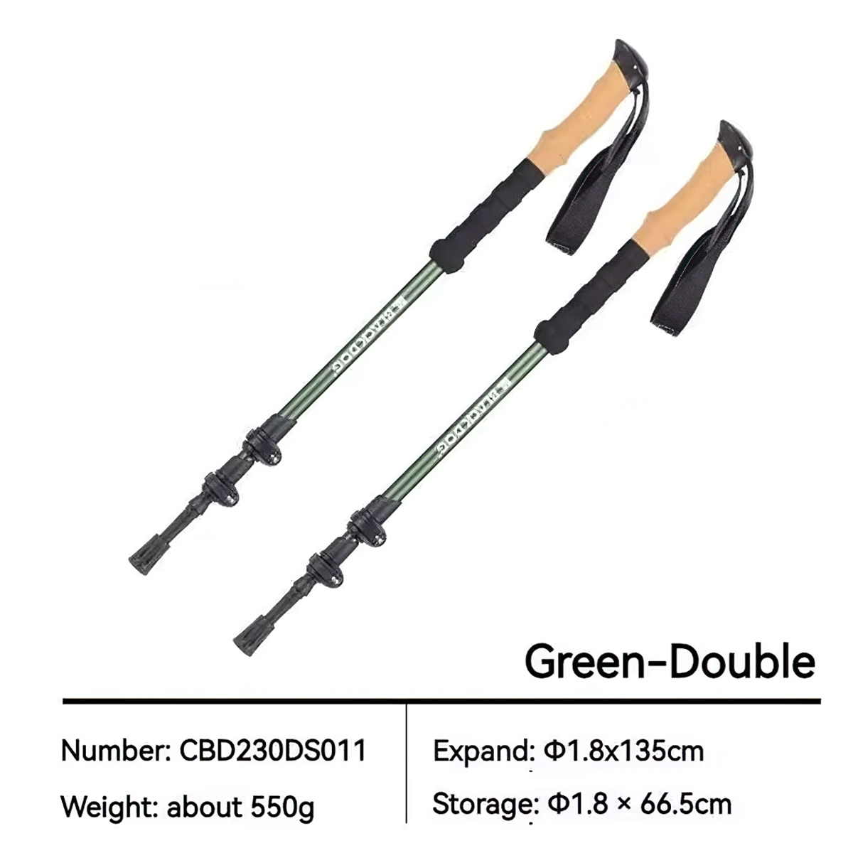 BLACKDOG Bộ 2 Gậy Leo Núi Hợp Kim Nhôm Rút Gọn - 135cm