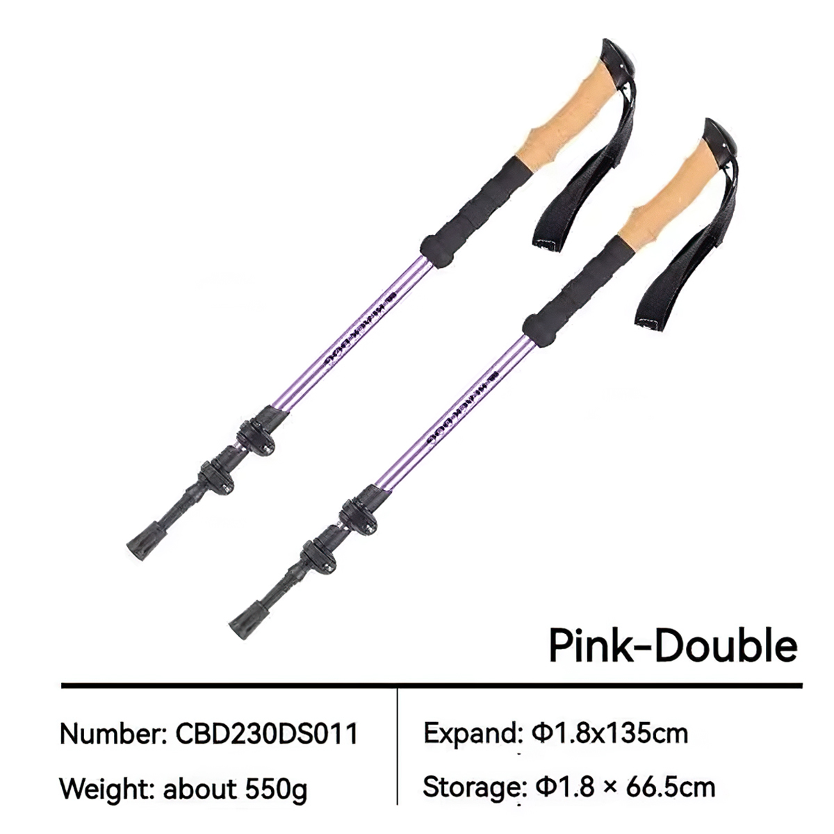 BLACKDOG Bộ 2 Gậy Leo Núi Hợp Kim Nhôm Rút Gọn - 135cm