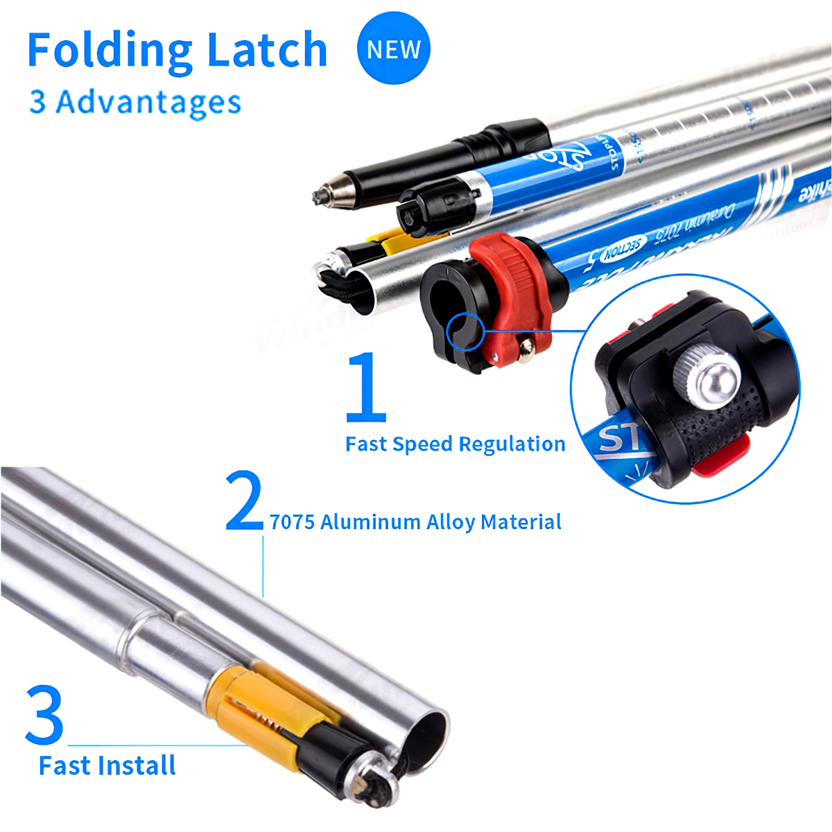 Gậy Leo Núi Trekking Gấp Gọn Cắm trại Naturehike 5-Node Outer Locked Folding Trekking Pole
