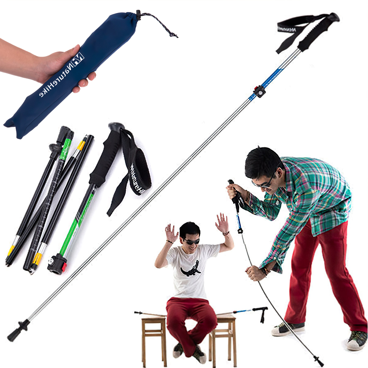 Gậy Leo Núi Trekking Gấp Gọn Cắm trại Naturehike 5-Node Outer Locked Folding Trekking Pole
