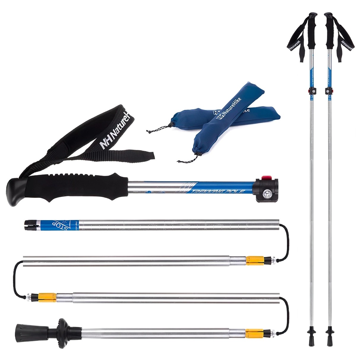 Gậy Leo Núi Trekking Gấp Gọn Cắm trại Naturehike 5-Node Outer Locked Folding Trekking Pole