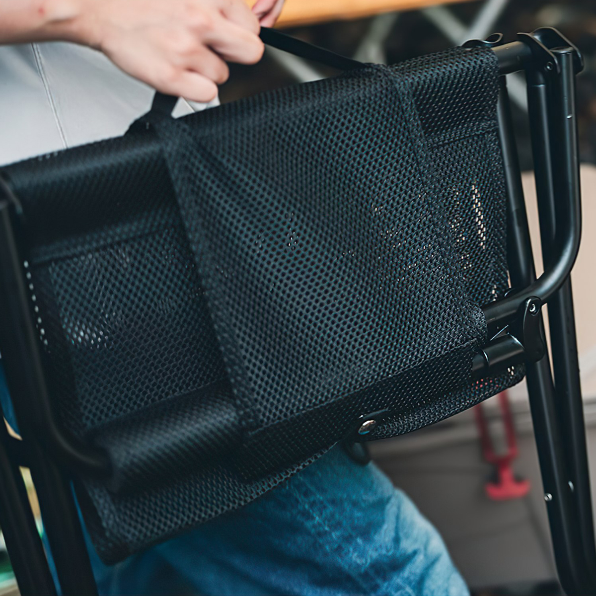 Ghế Cắm Trại Du Lịch Snowpeak Mesh Fd Chair Black