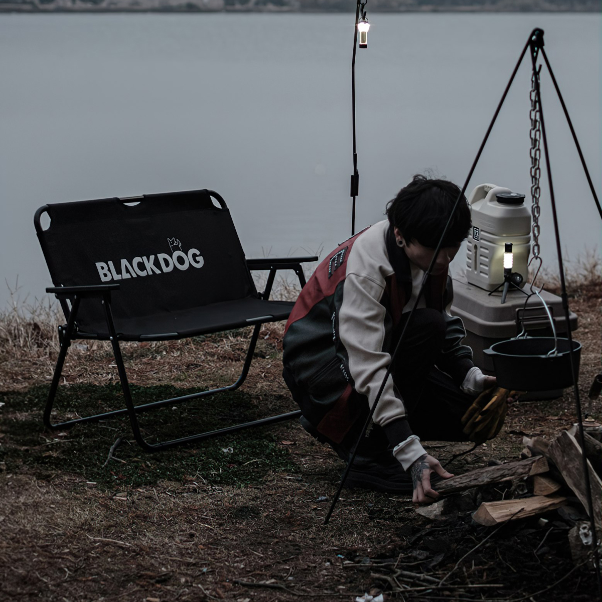 Ghế Đôi Cắm Trại Du Lịch Xếp Gọn Blackdog Double Folding Chair