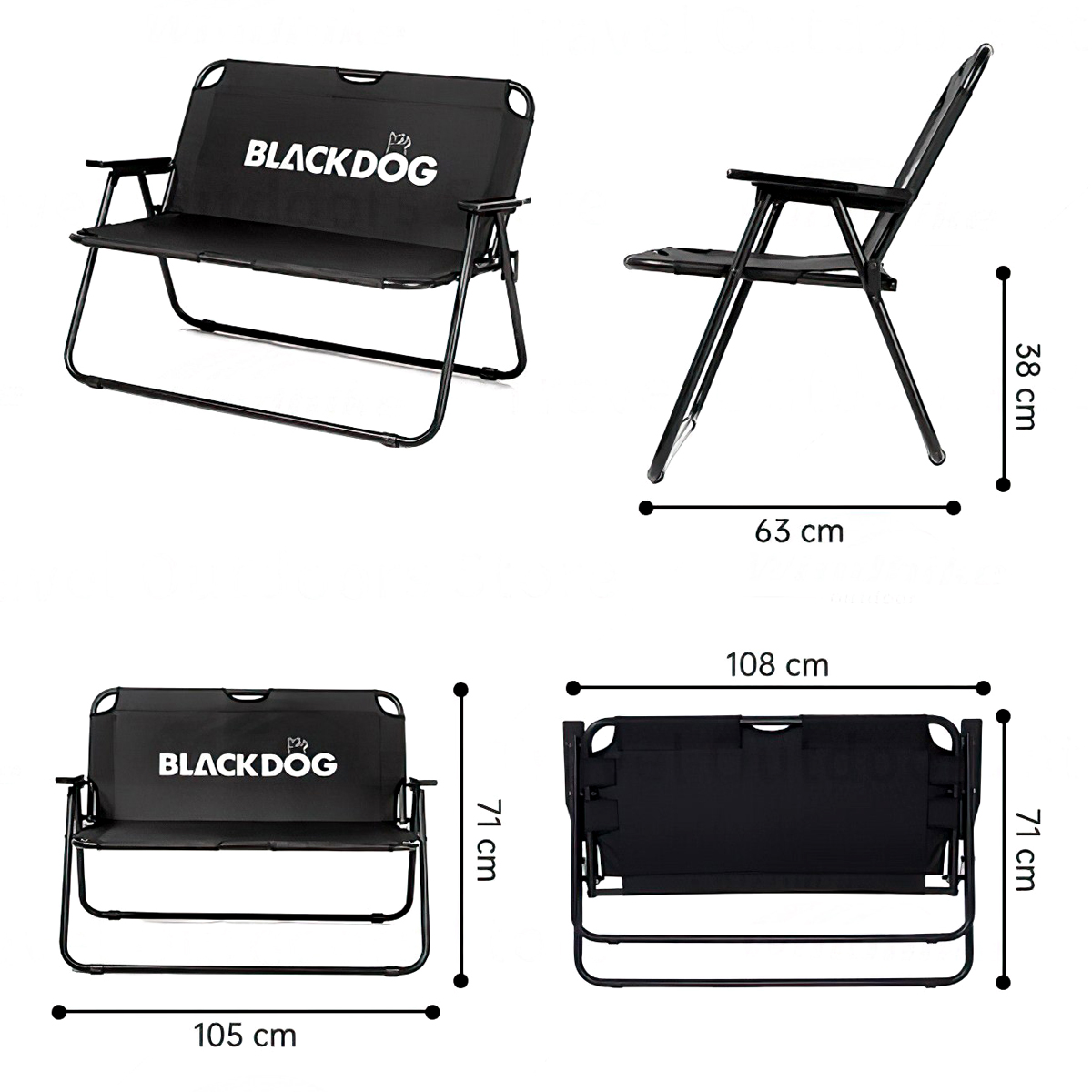 Ghế Đôi Cắm Trại Du Lịch Xếp Gọn Blackdog Double Folding Chair