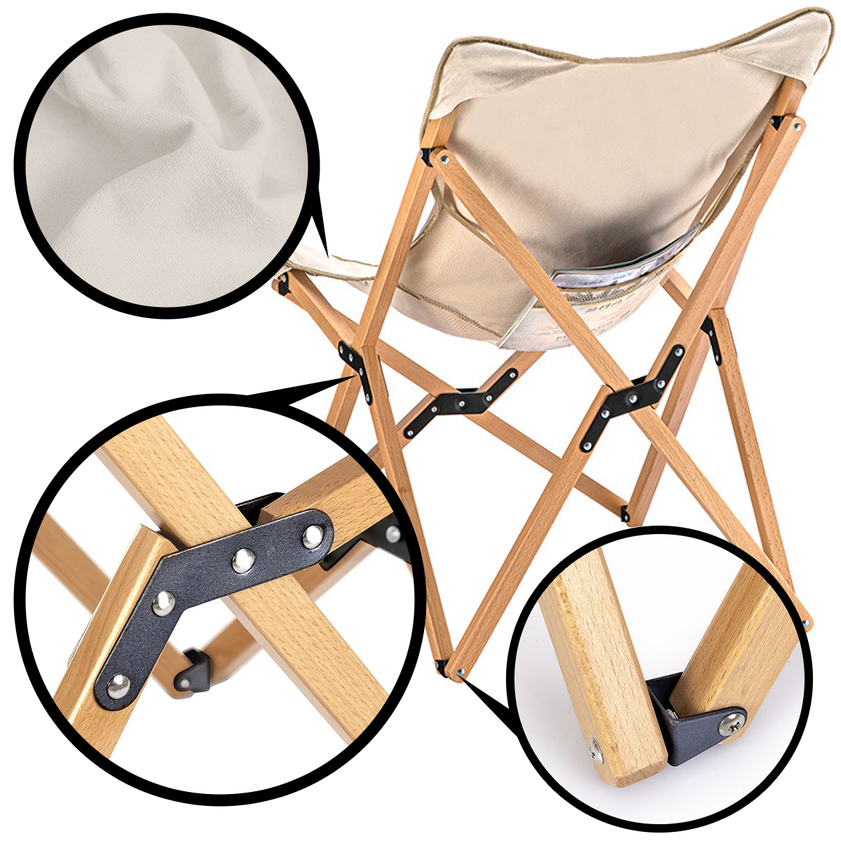 Naturehike NH19JJ008 Ghế Gấp Cắm Trại Khung Gỗ Phong Cách Vintage