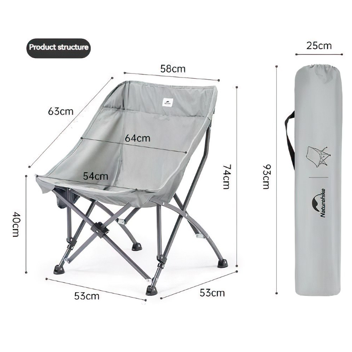 NatureHike CNK23JU0001 Ghế Gấp Gọn Cắm Trại Tải Trọng Cao