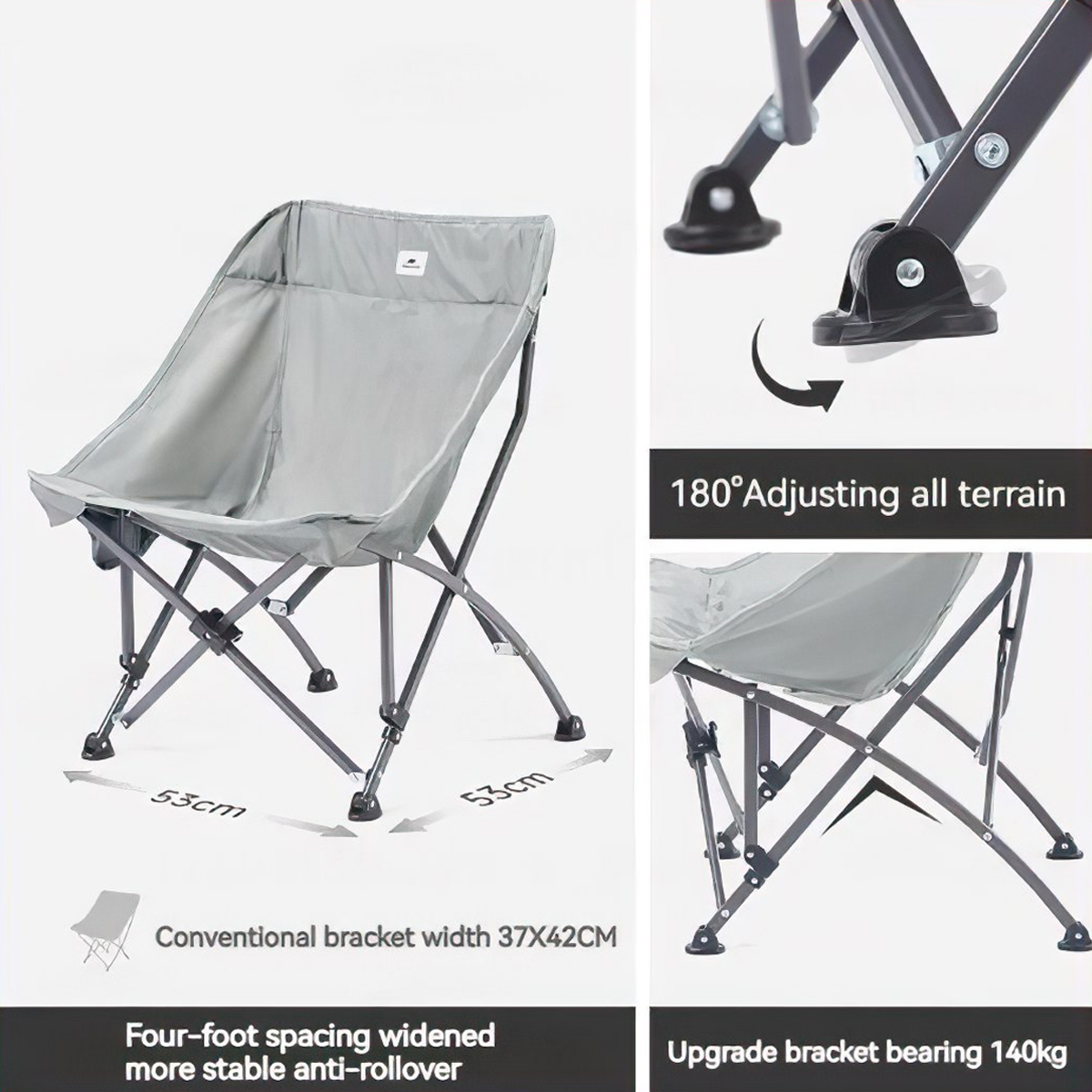 NatureHike CNK23JU0001 Ghế Gấp Gọn Cắm Trại Tải Trọng Cao