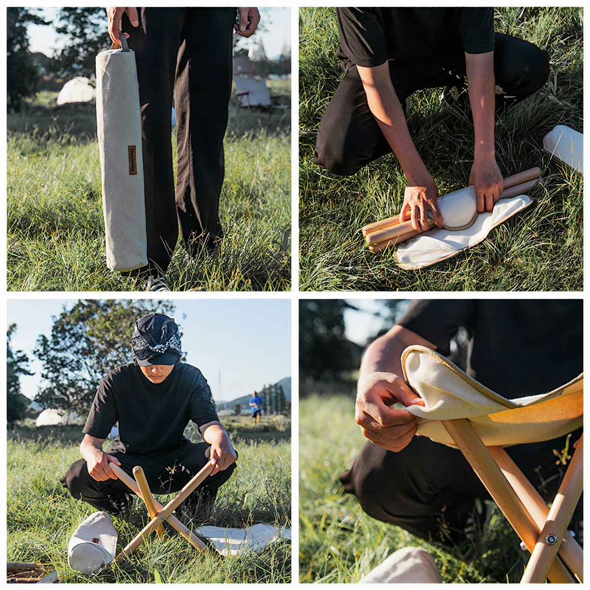 Naturehike Ghế Xếp Cắm Trại Tam Giác Ngoài Trời Vải - Gỗ Beech