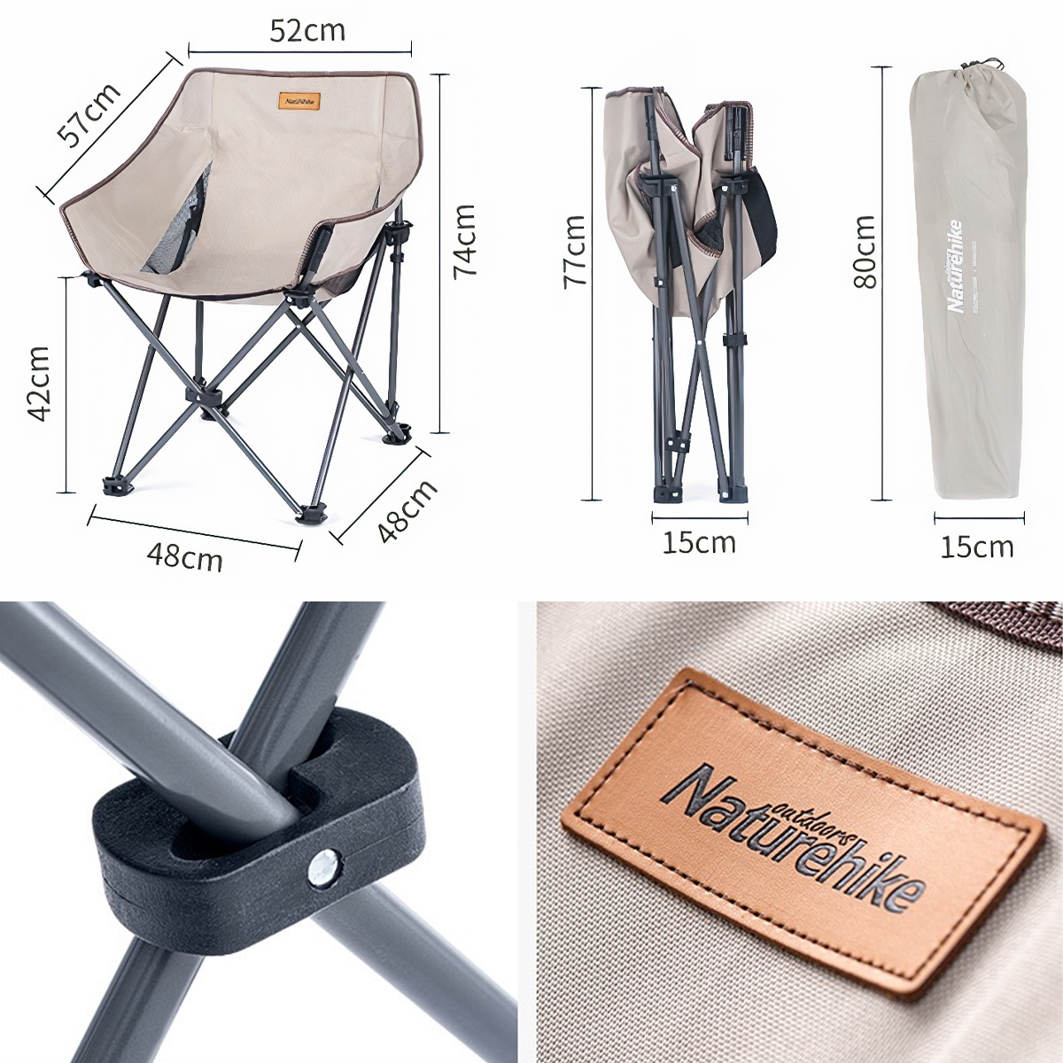 Naturehike Ghế ngồi cắm trại ống thép không rỉ cực chắc chắn