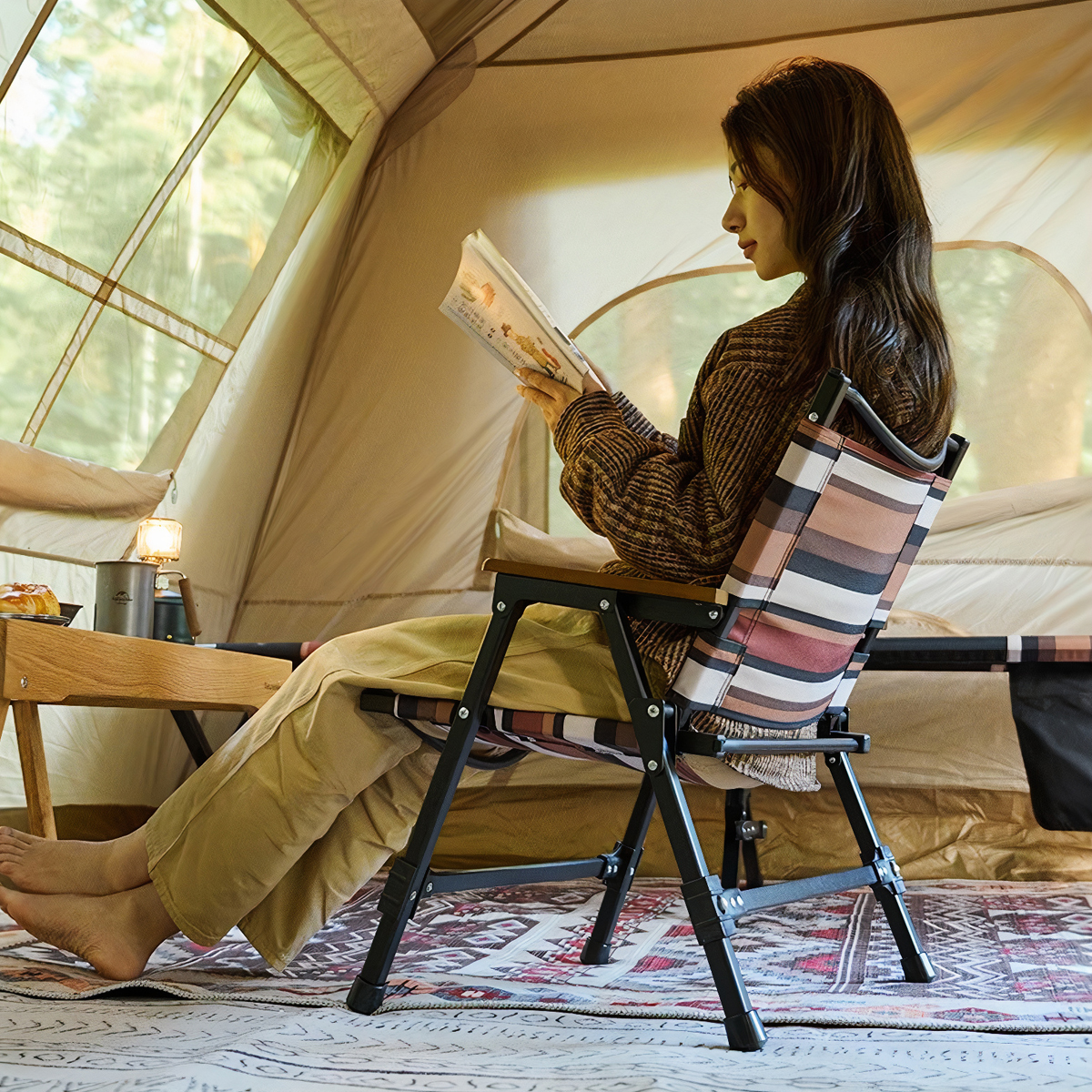 Naturehike Ghế xếp cắm trại gấp gọn – Vải hoạ tiết mới