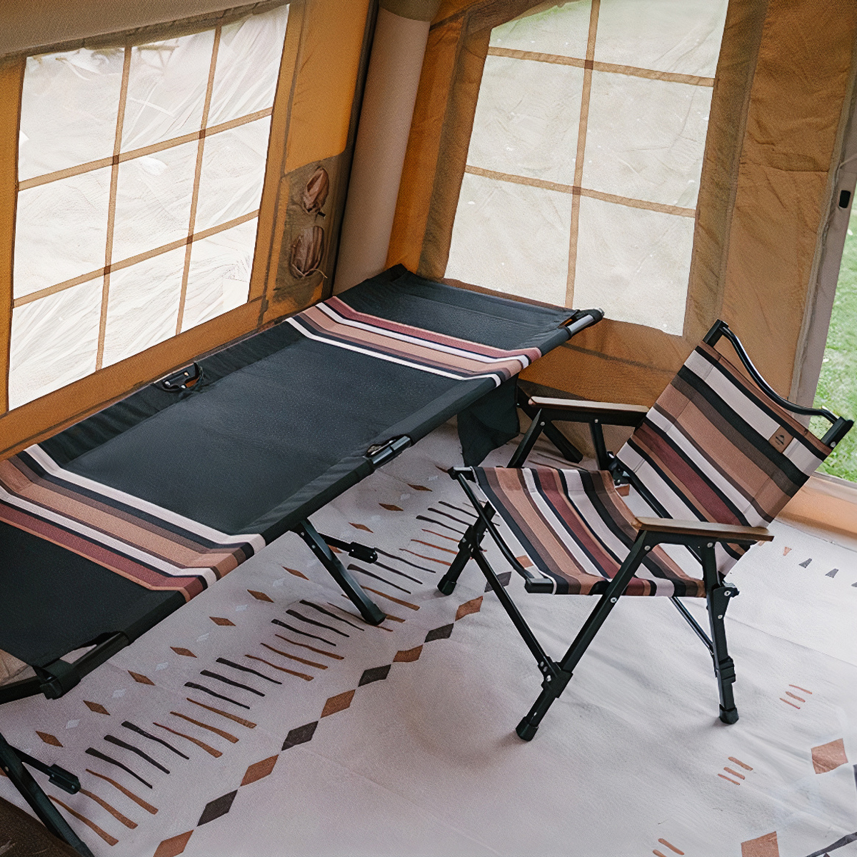 Naturehike Ghế xếp cắm trại gấp gọn – Vải hoạ tiết mới