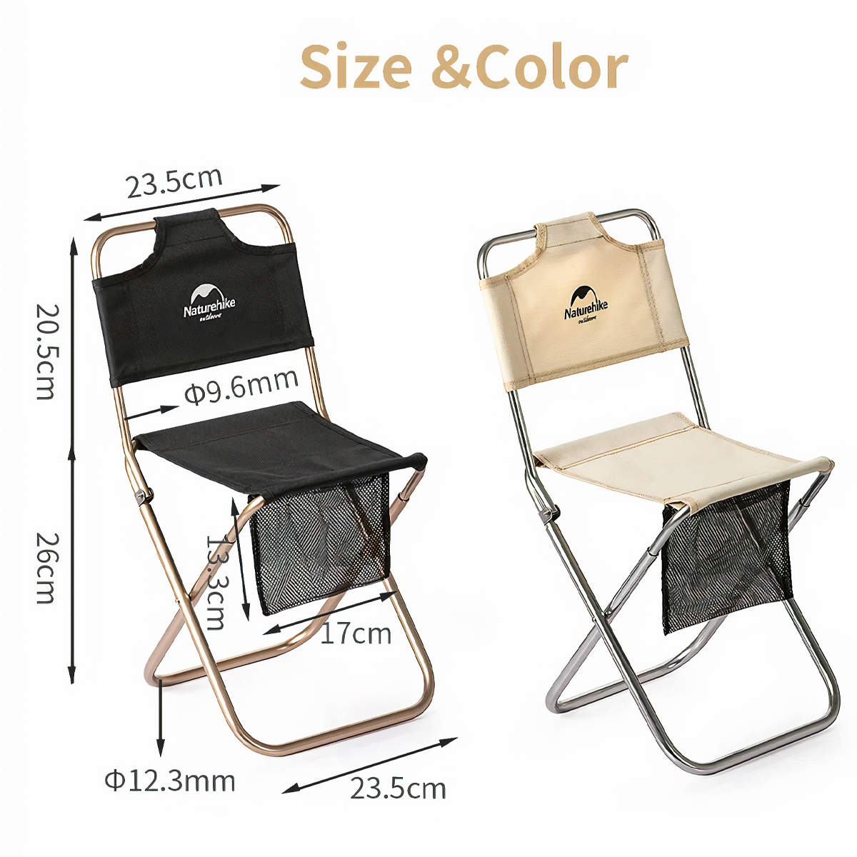 NatureHike NH18M001-Z Ghế Xếp Cắm Trại Inox Có Lưng Tựa, Gấp Gọn Siêu Nhẹ