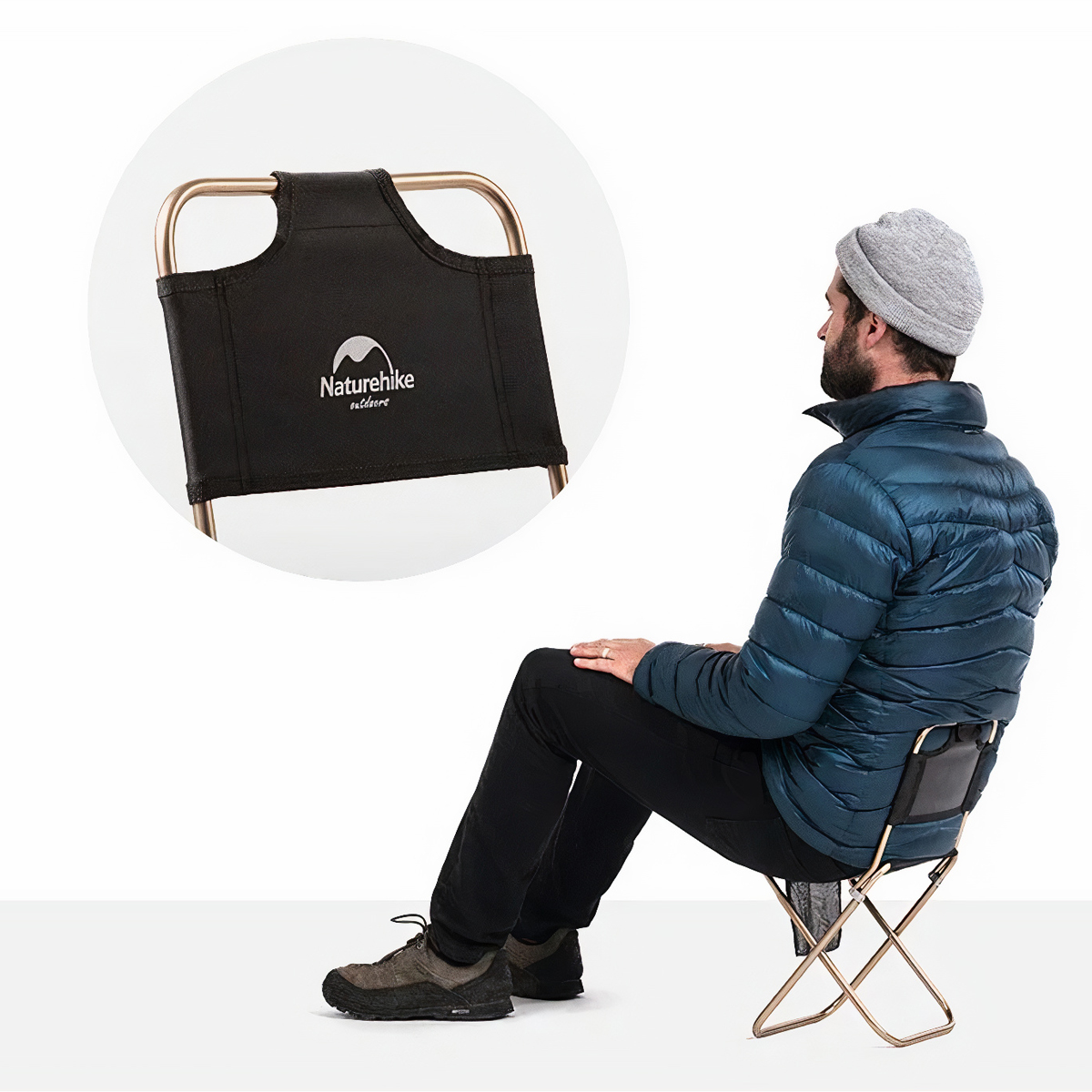 NatureHike NH18M001-Z Ghế Xếp Cắm Trại Inox Có Lưng Tựa, Gấp Gọn Siêu Nhẹ