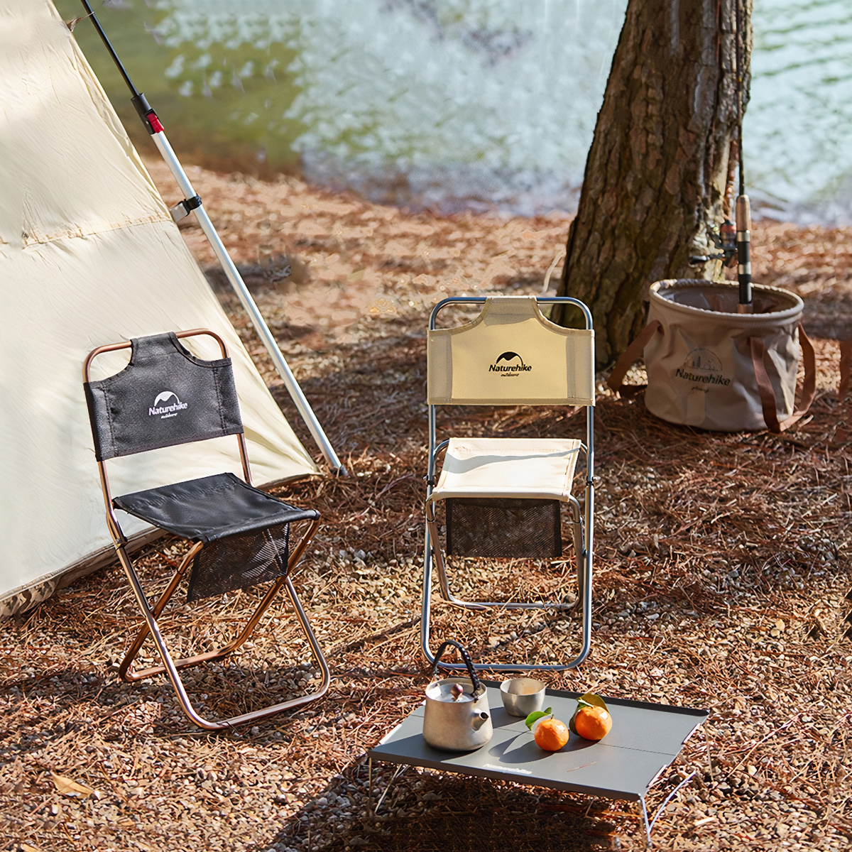 NatureHike NH18M001-Z Ghế Xếp Cắm Trại Inox Có Lưng Tựa, Gấp Gọn Siêu Nhẹ